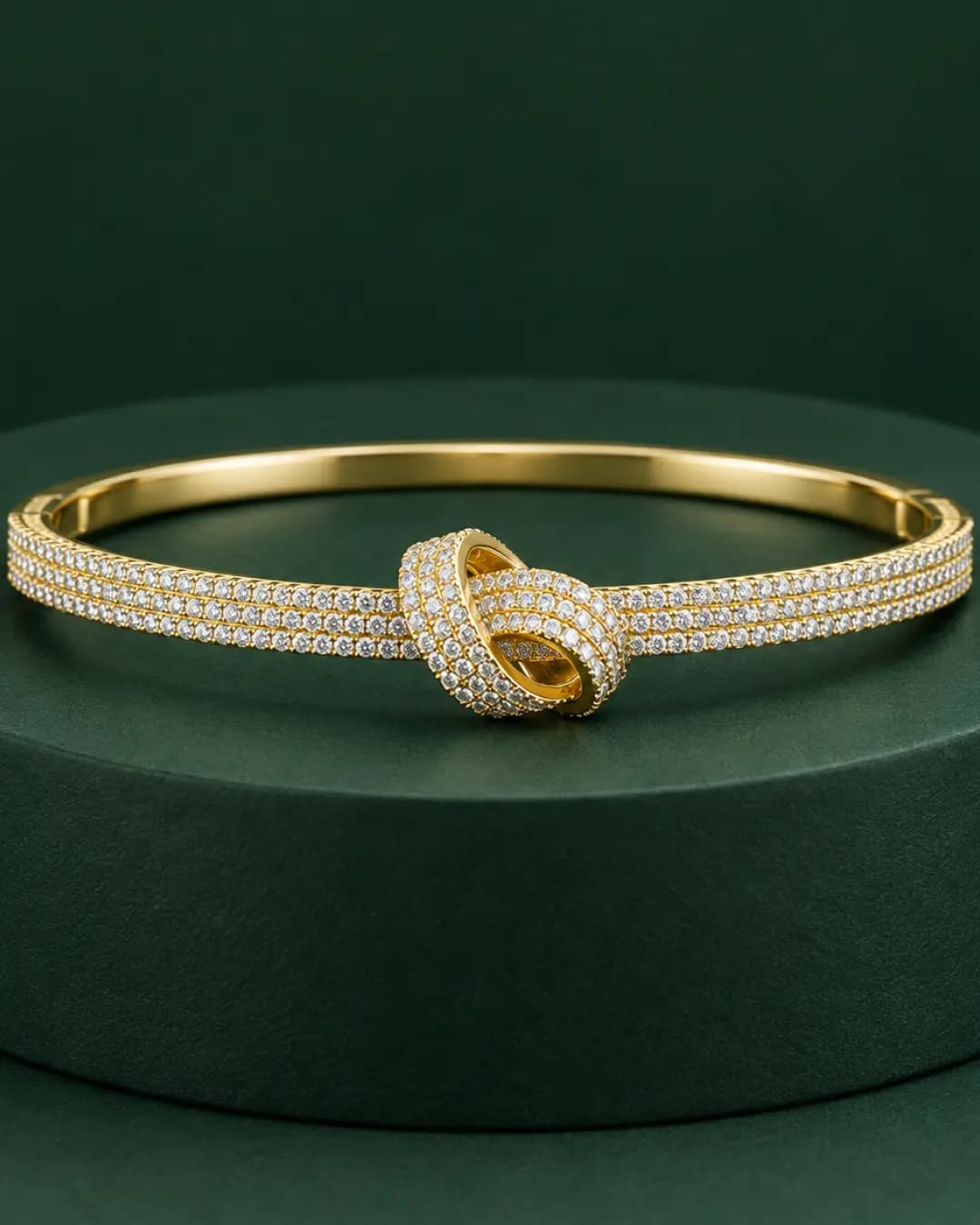 Gold Crystal Knot Bangle Bracelet