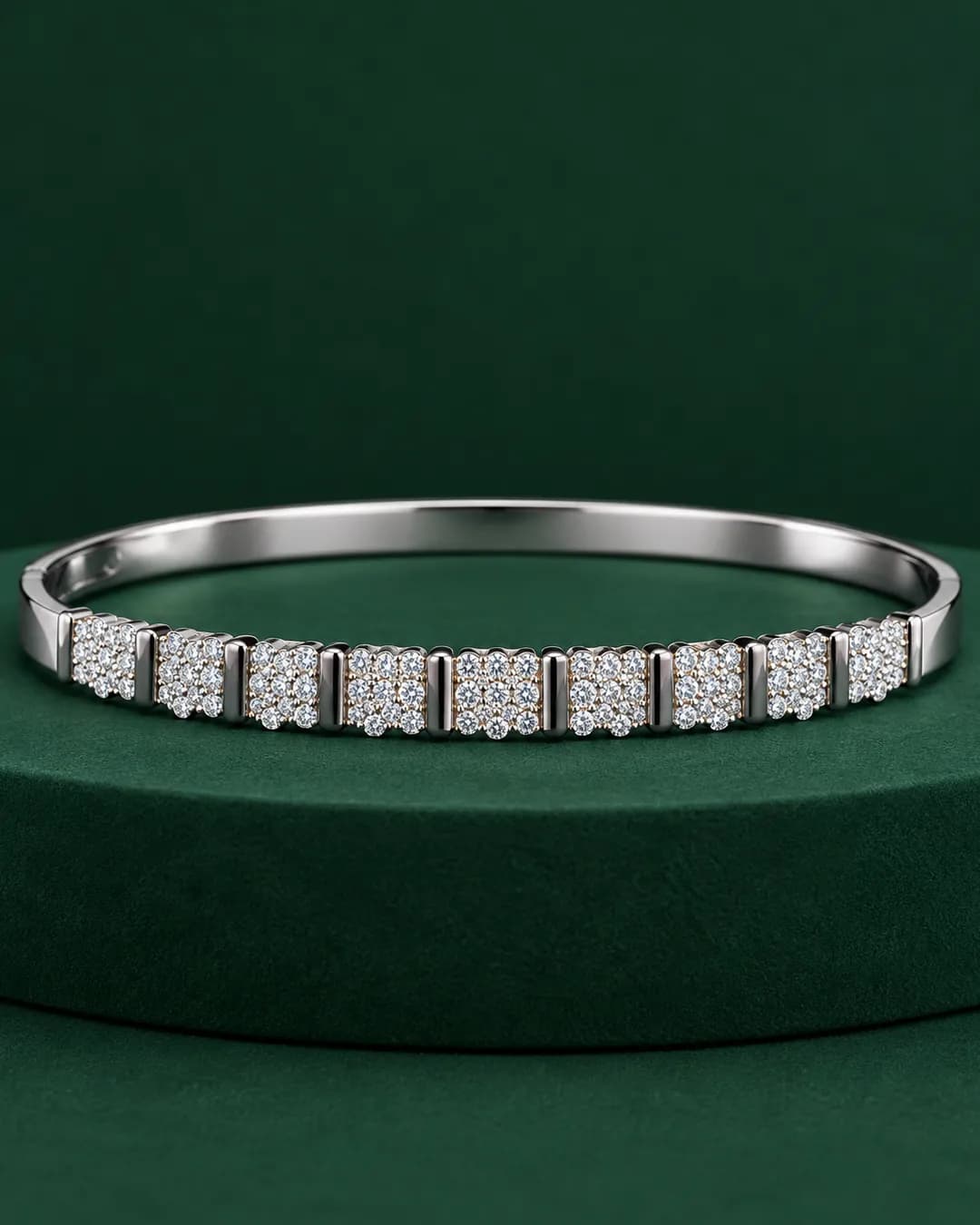 Silver-Tone Crystal Tennis Bangle Bracelet